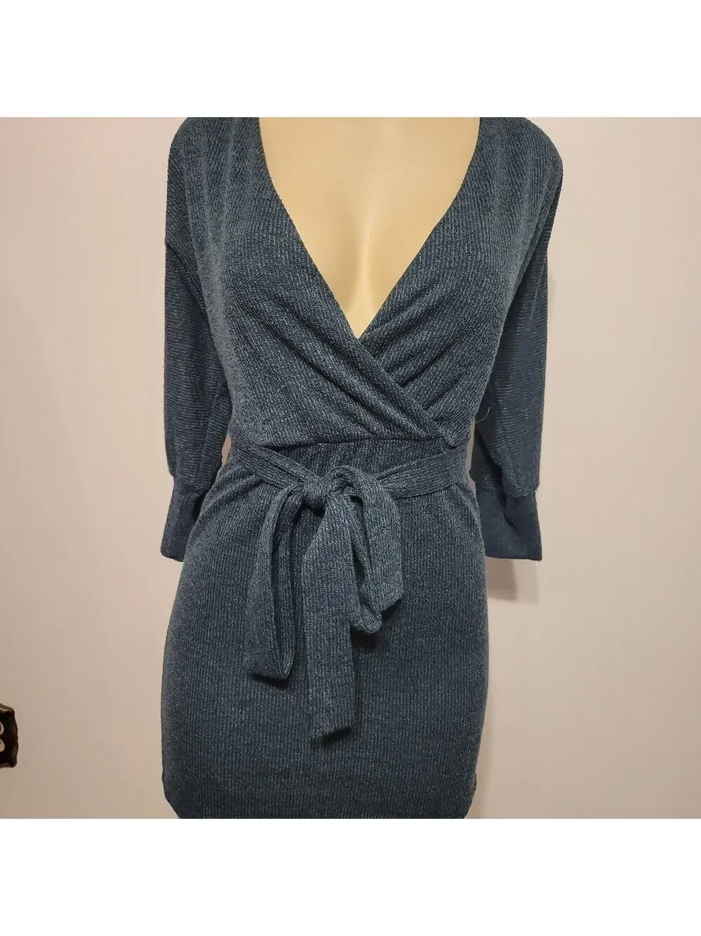 Francesca Green Sweater Dress Medium Christmas Hoildays Wrap Layers - Picture 1 of 6